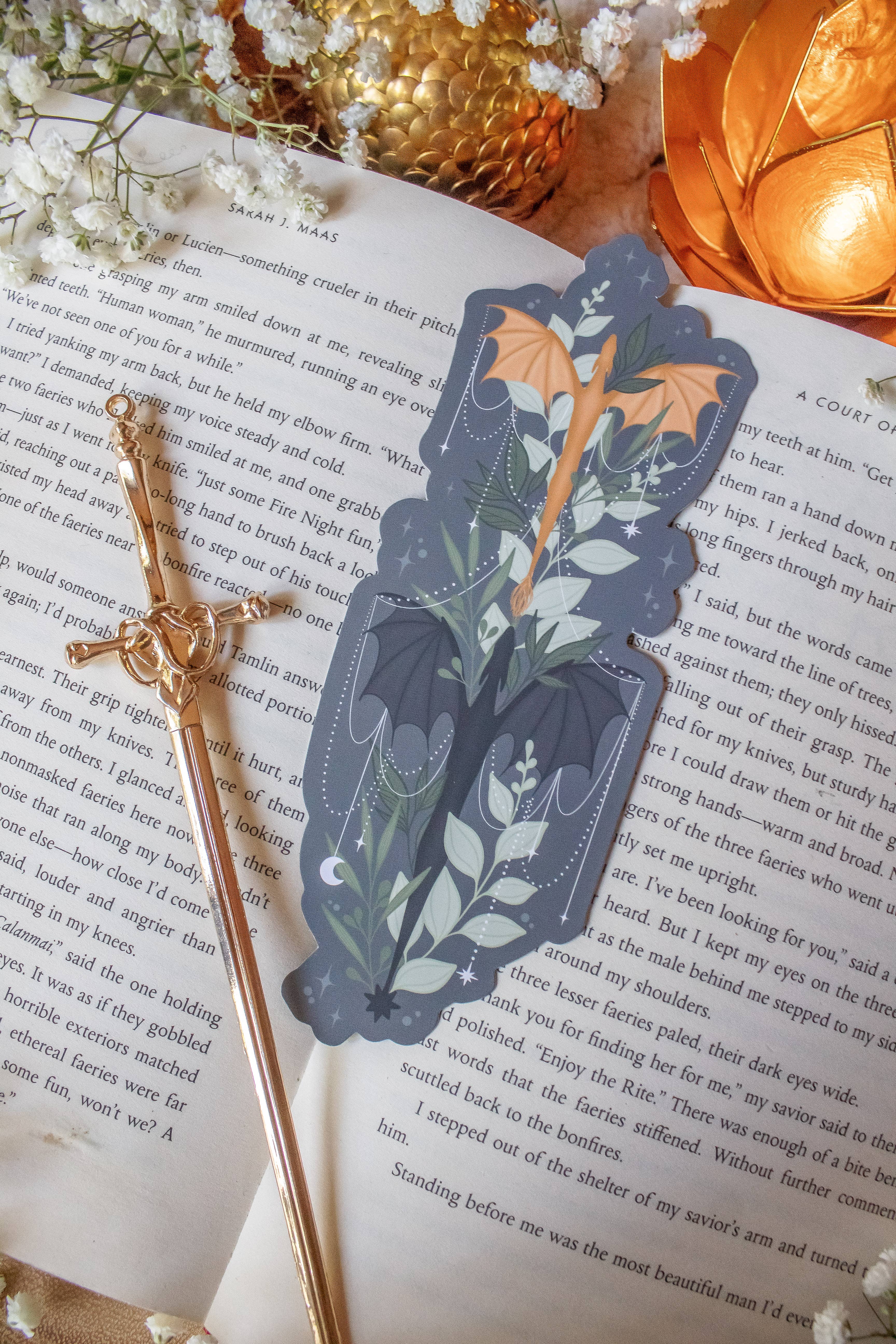 Meaggie Moos - Wholesale Bookmark - Fourth Wing Tairn and Andarna Bookmark 5