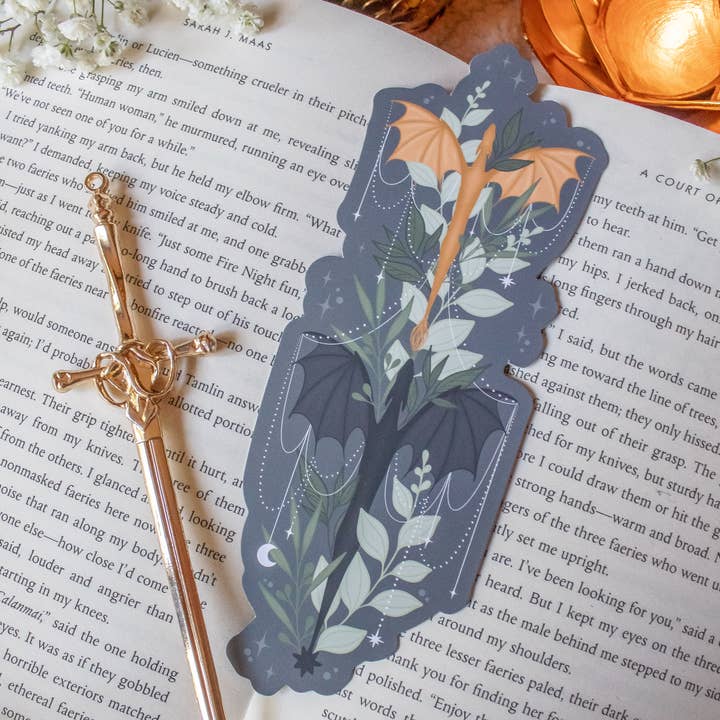 Meaggie Moos - Wholesale Bookmark - Fourth Wing Tairn and Andarna Bookmark 5