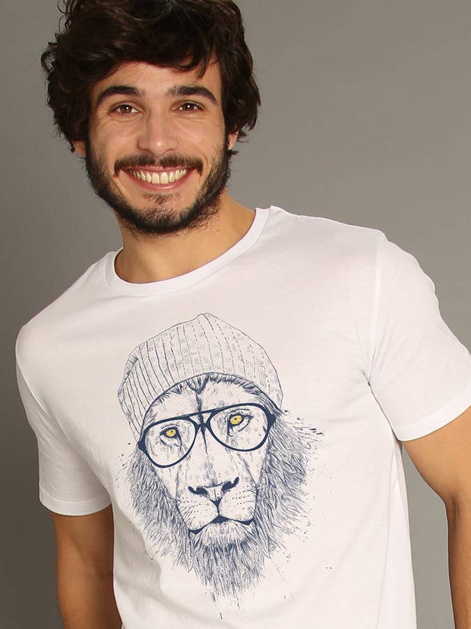 Cool Lion Men's White T-shirt for wholesale by Wooop