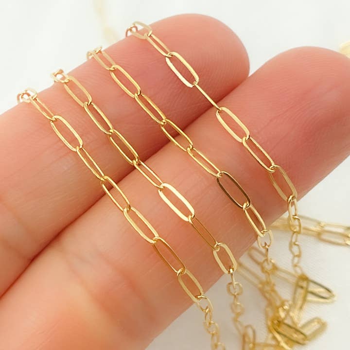 14K Gold Filled Flat Oval Link Chain. 1606FGF for wholesale by Jewels & Chains