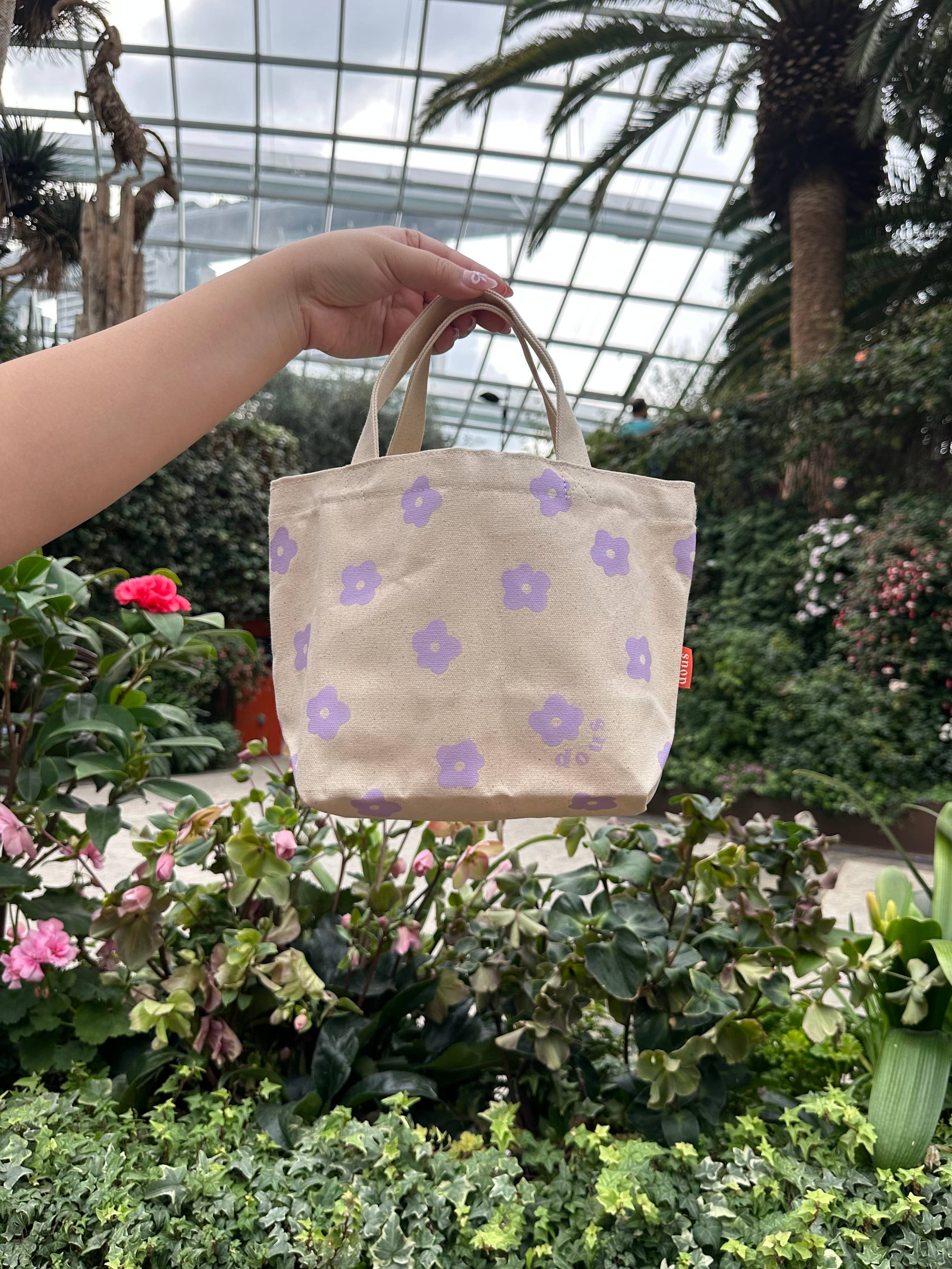 Dous - Wholesale Tote Bag - Women's - flower cotton canvas mini tote bag zippered pocket9