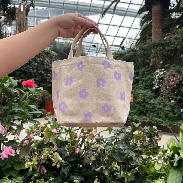 Dous - Wholesale Tote Bag - Women's - flower cotton canvas mini tote bag zippered pocket9