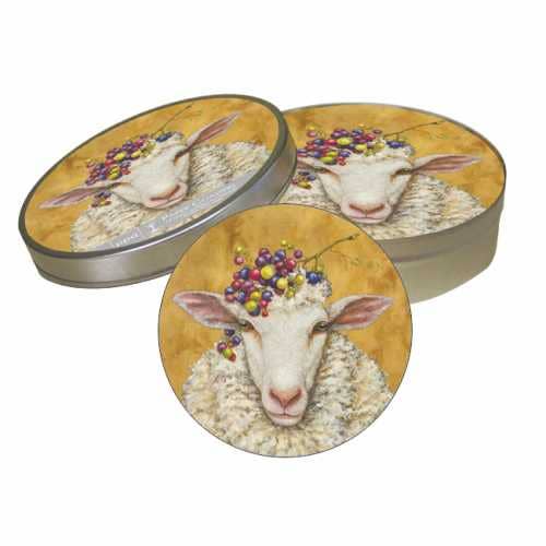 PULPBOARD COASTER SET- VINEYARD SHEEP for wholesale by Paperproducts Design • Ambiente