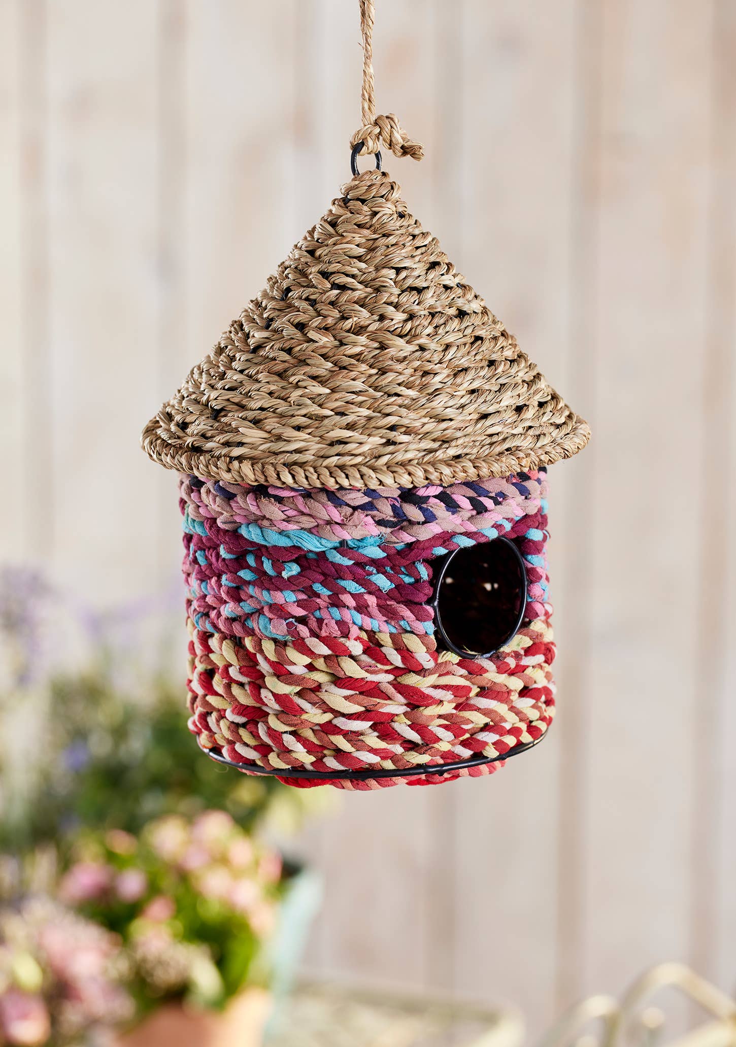 Namaste - Wholesale Bird House - Grass & Recycled Sari Birdhouse1