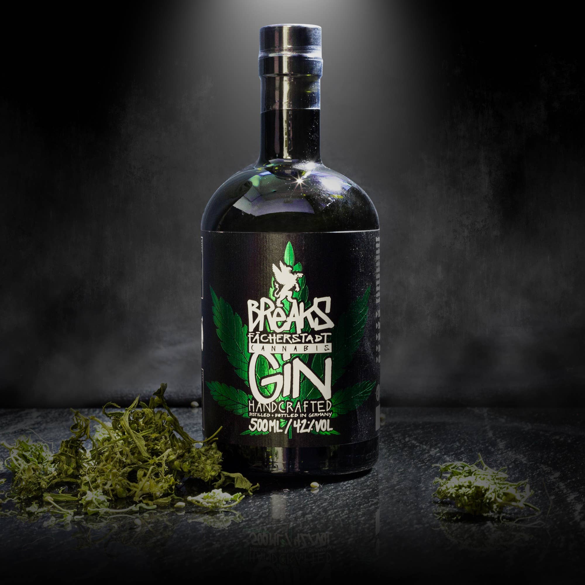 Breaks Gin Manufaktur - Vendita all'ingrosso Gin - Set regalo Cannabis Gin 500 ml con tazza e confezione2