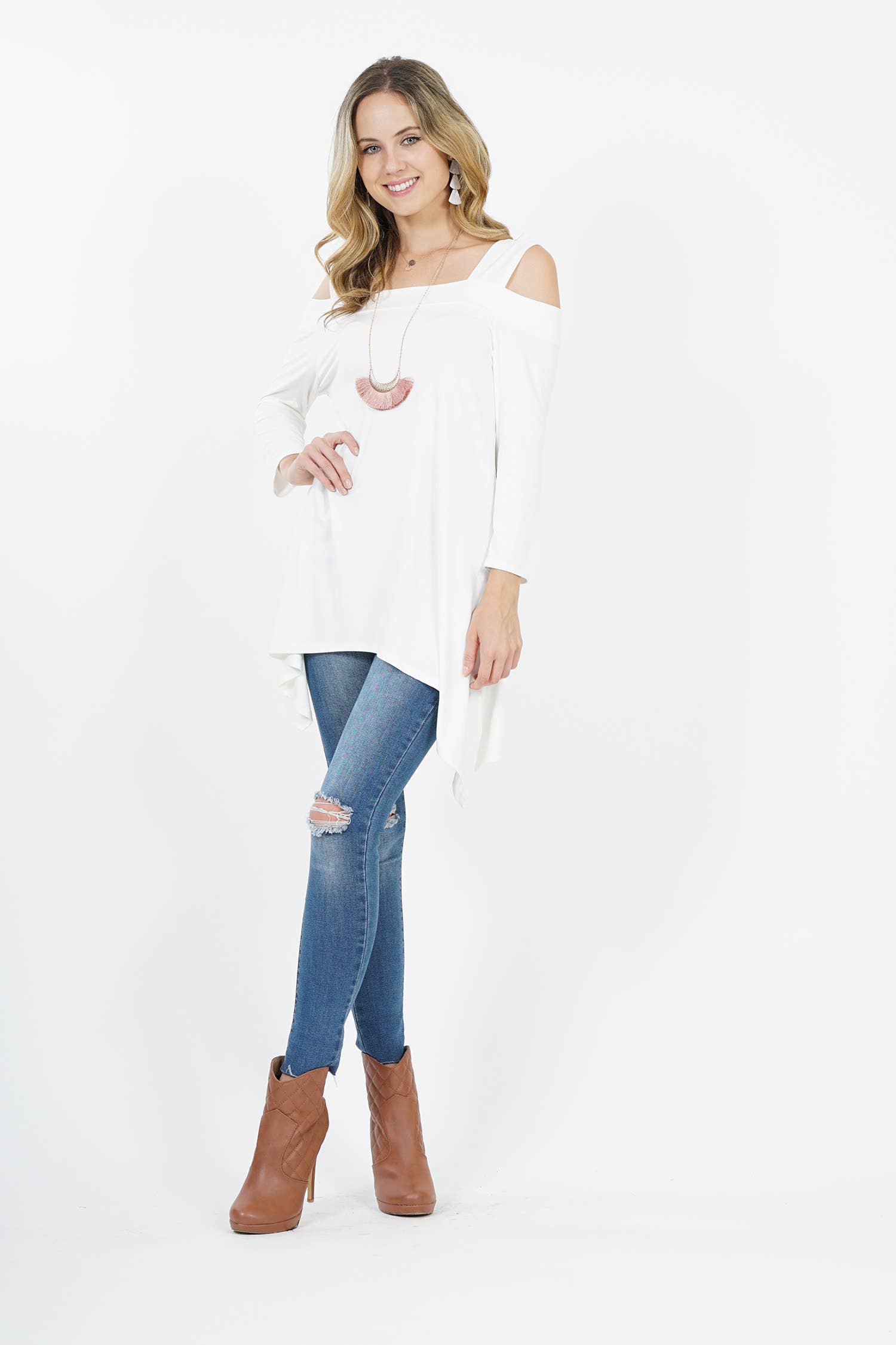 42POPS – wholesale Tunic – Women’s – , SI-10448 Off-shoulder side-tail  tunic1