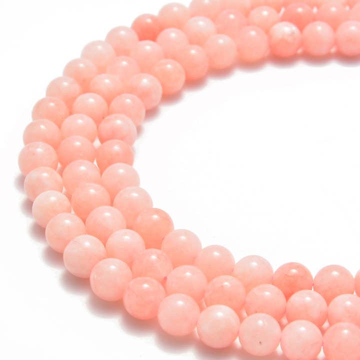 CRCBEADS - Wholesale Beads - Pink Bubblegum Dyed Jade Smooth Round Beads 6mm 8mm 10mm 15.5" Strand1