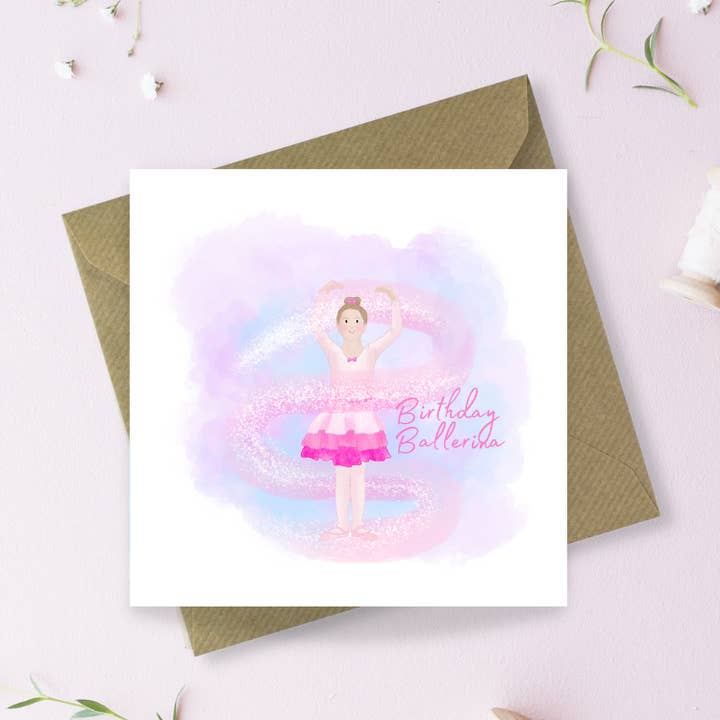 Geburtstags-Grußkarte mit Ballerina-Motiv für den Großhandel von Sayers Studio