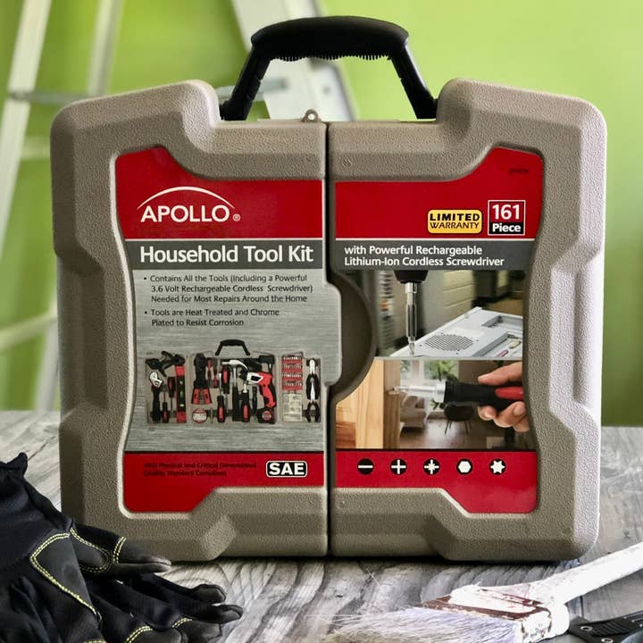Apollo Tools - Wholesale Handy Tool - 161 Pc Household Tool Kit w 3.6v Li-ion Cordless Screwdriver14