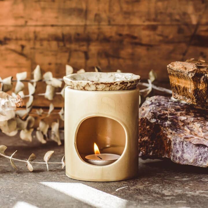 Mindful Living Co. - Wholesale Oil Warmer - Handmade Ceramic Oil Burner - Sand / Speckled1