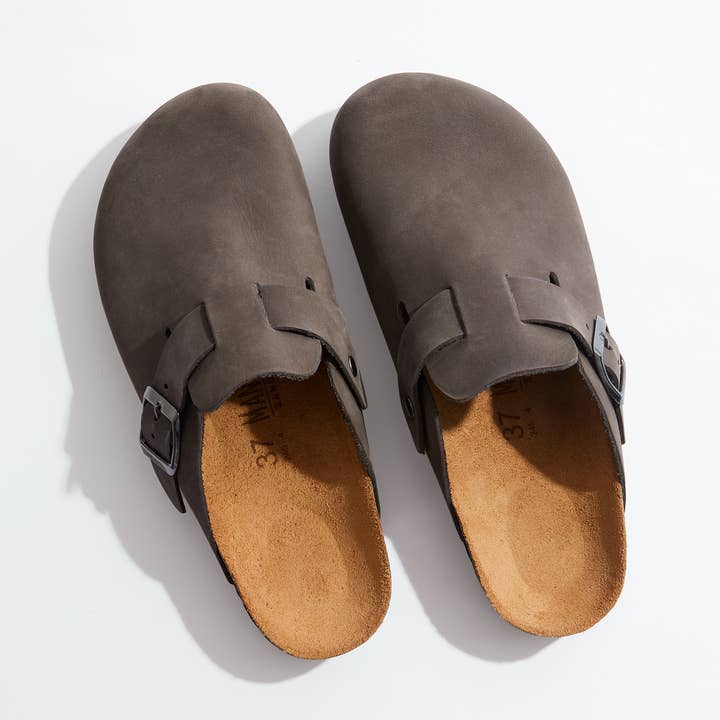 Mandél - Venta al por mayor Sandalias sin talón - Mujer - Pantufla NOE en piel nobuk gris - Art.MI10773