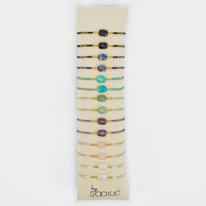 BC004 Faceted Rectangle Stone Bracelet and Japanese Beads for wholesale by By Sookay