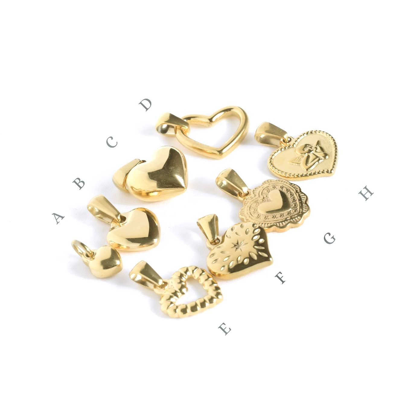 Blueyejewelry - Venta al por mayor Collares con colgantes/abalorios - Collar de corazón dorado - Colgante de corazón sin deslustre10