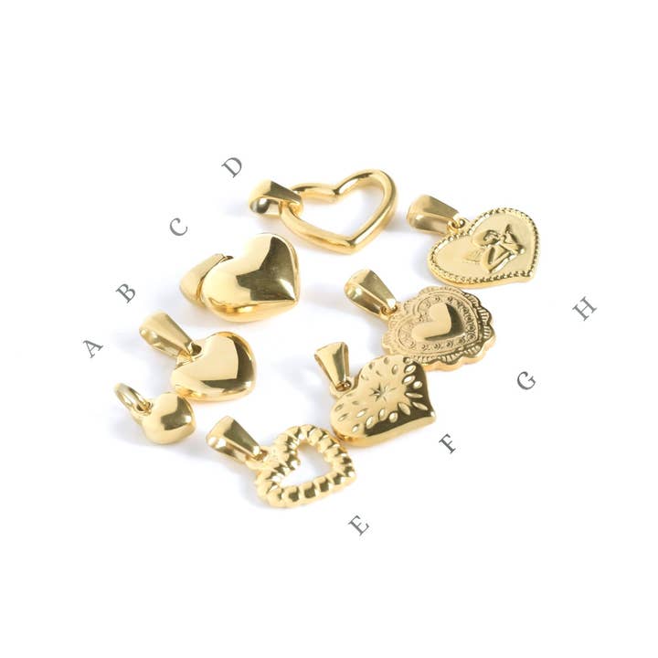 Blueyejewelry - Venta al por mayor Collares con colgantes/abalorios - Collar de corazón dorado - Colgante de corazón sin deslustre10