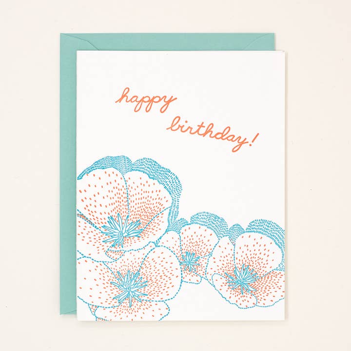 Birthday Poppies - Spring Greeting Card for wholesale by Helen Edna