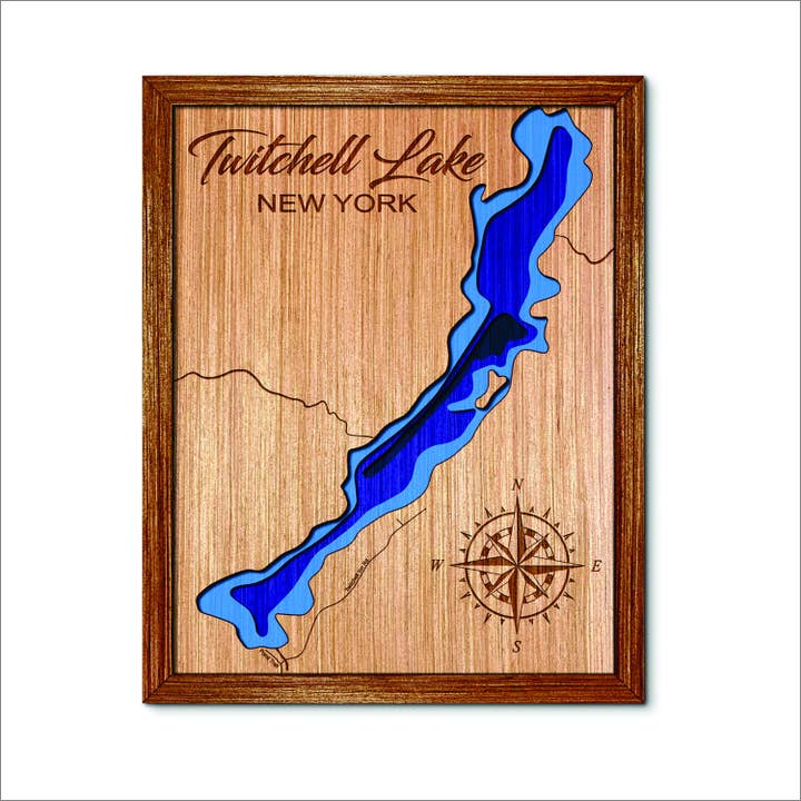 Carte de profondeur du lac Twitchell NY - Décoration murale et intérieure pour la vente par Premier Gifts and More
