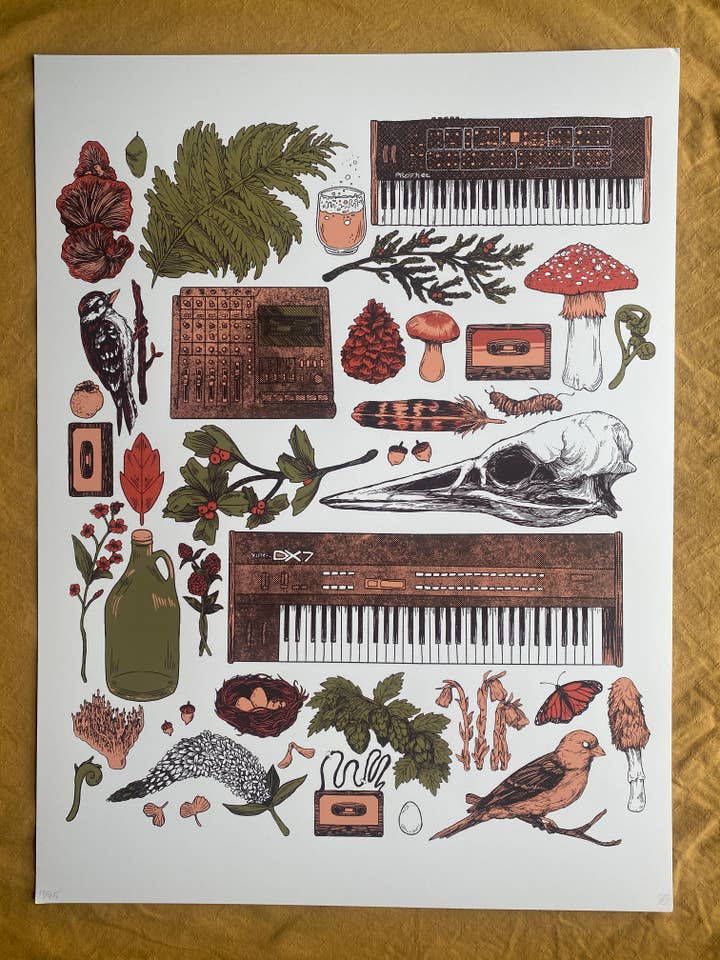 Nature & Keyboards Screen Print 18x24 for wholesale by Field Sparrow Studio