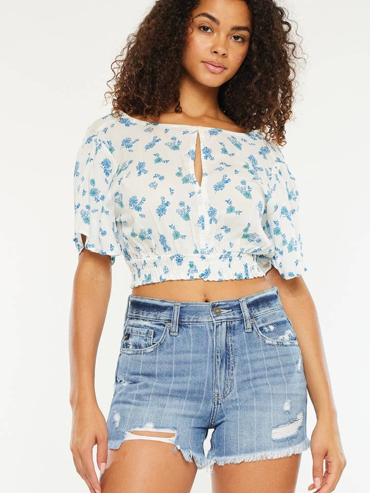 SHORT EN JEAN À RAYURES HAUTES-KC9278M pour la vente par Kan Can USA