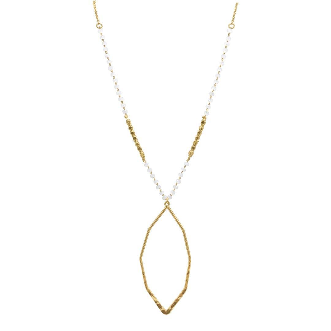 Adornia - Wholesale Pendant/Charm Necklace - Chain and Beaded Octagon Pendant Necklace gold0