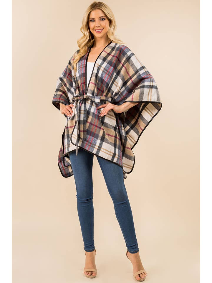 Suzie Q USA - Wholesale Kimono – Women's - Plaid Ruana with Strap2