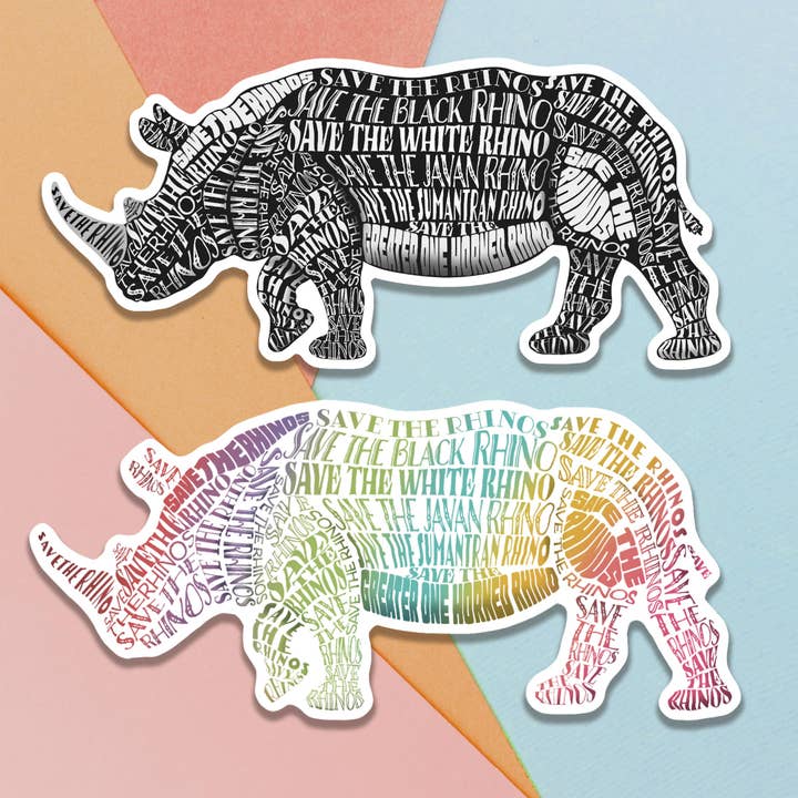 Save the Rhino Sticker for wholesale by Cappy Trails