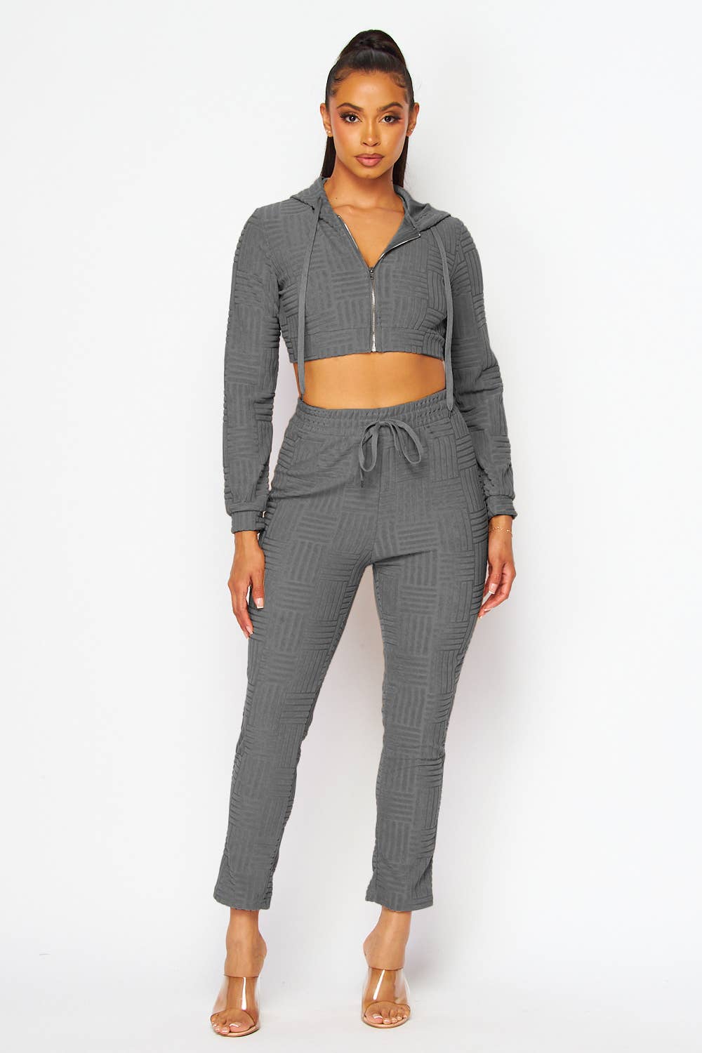 5besties inc – wholesale Top & pants set (NOT Loungewear) – Women's – CROP HOODIE JACKET AND PANTS SET10