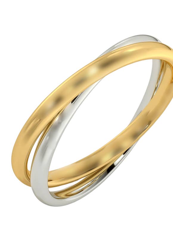 Two tone Intertwined steel Band Rings-18K PVD for wholesale by HoopLa
