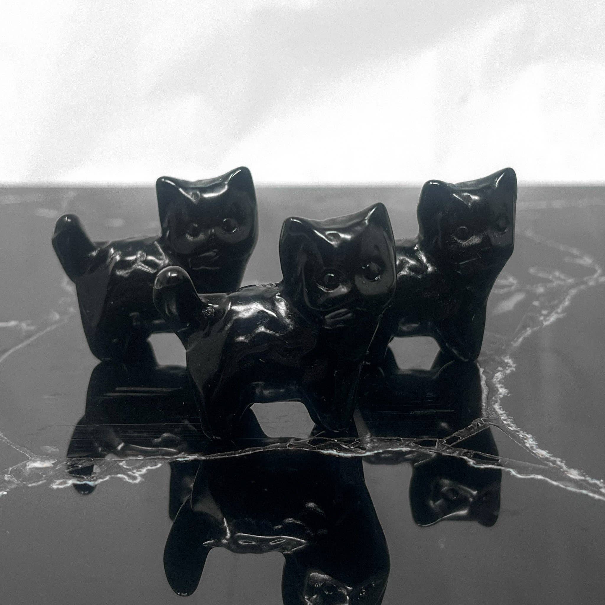 The Crystal Tabby - Vendita all'ingrosso Statuette decorative - Scultura di Gattino in Ossidiana2