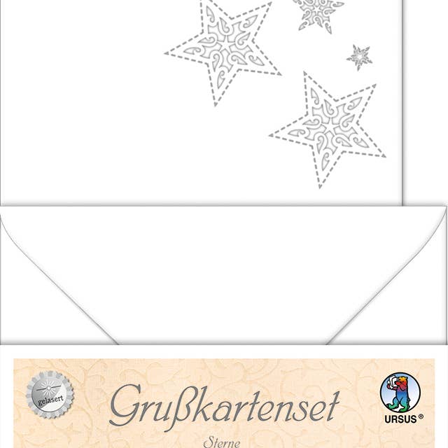 Lasered greeting card “stars”, white for wholesale by URSUS® / Buntpapierfabrik Ludwig Bähr GmbH & Co. KG