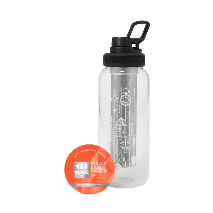 Bottiglia di vetro per tè 1L - TÈ ARANCIA ROSSA E CIOCCOLATO FONDENTE per la vendita all'ingrosso da parte di Tea Tonic