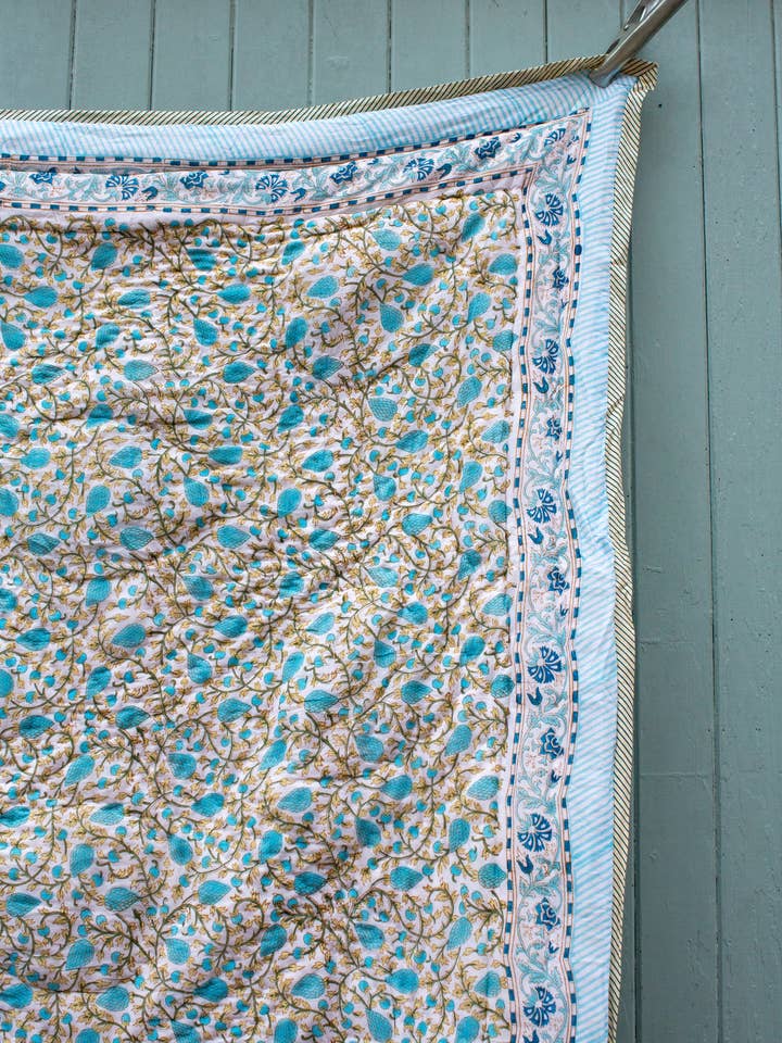 Print Block Padded Quilt - Tidcombe for wholesale by The India Shop