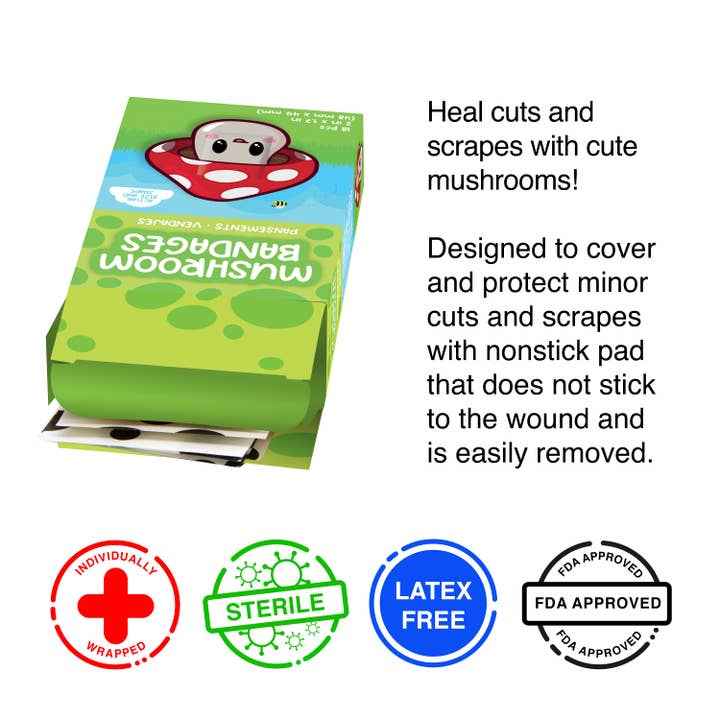 AQUARIUS, GAMAGO, ICUP, & ROCK SAWS by NMR Brands - Wholesale Bandaids/Bandages - Kids & Baby - Mushroom Adhesive Bandages