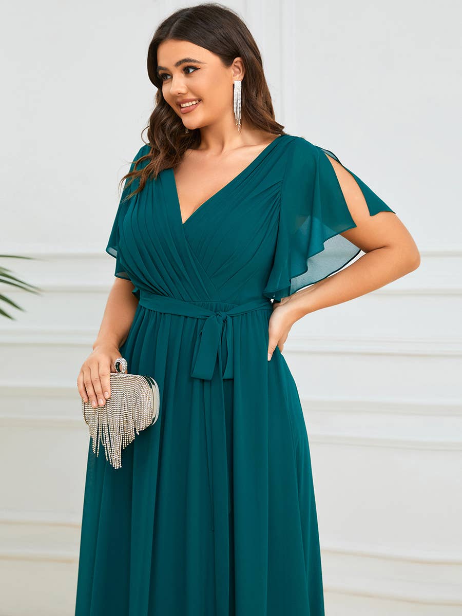 Ever-Pretty - Vente Robe – femme - Robes de soirée à volants à manches courtes exclusives B2B98