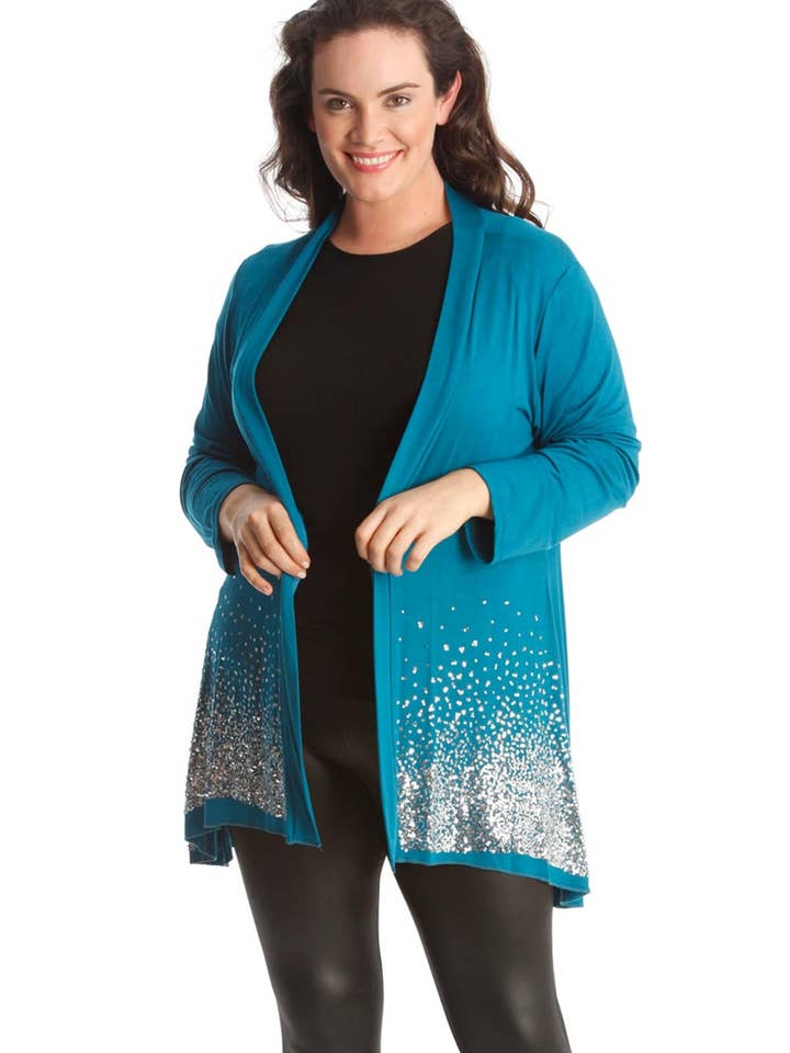 3173 Glitrende Paillet Cardigan med Åben Front for engroshandel hos NOUVELLE