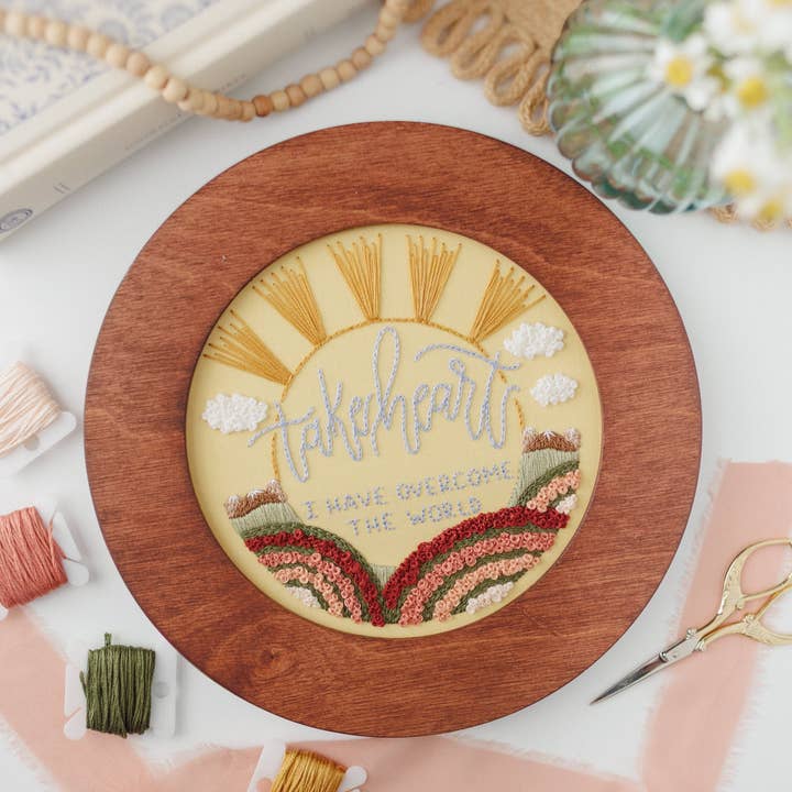 Abide Embroidery Co. - Wholesale Embroidery/Cross Stitch Supplies - “Take Heart, I Have Overcome the World” Embroidery Kit (2026 Easter Stitch-Along)2