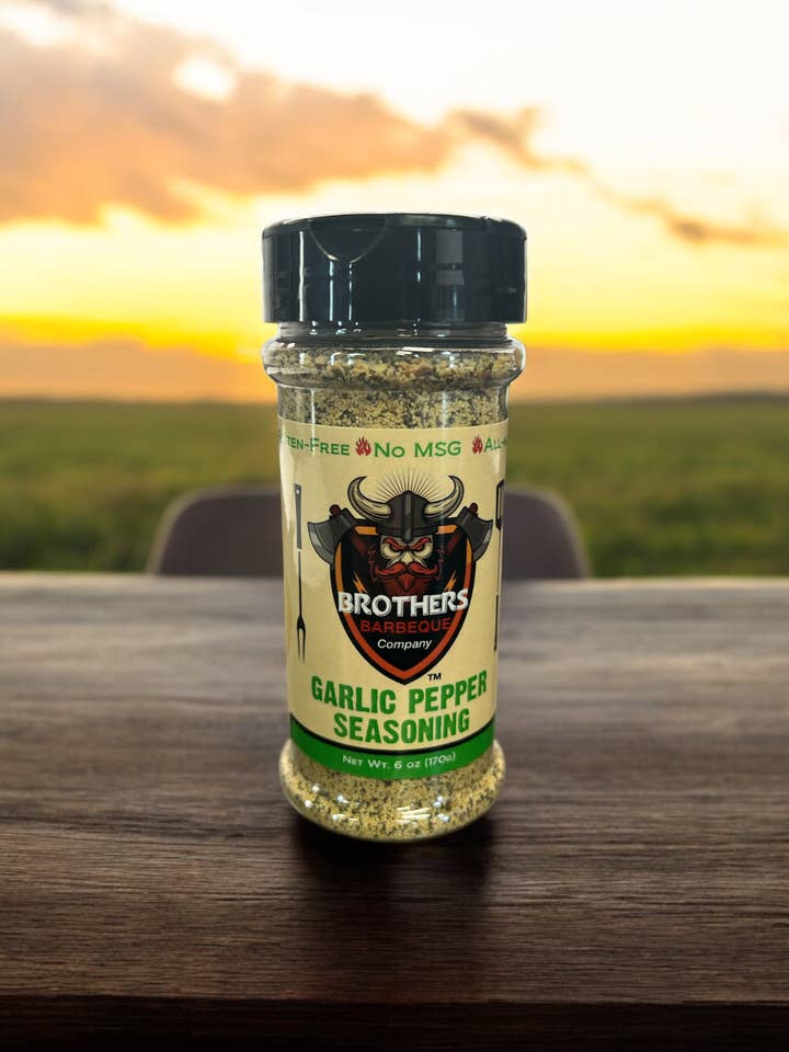Brothers Barbeque Company Garlic Pepper Seasoning 6 oz for wholesale by Brothers Barbeque Company