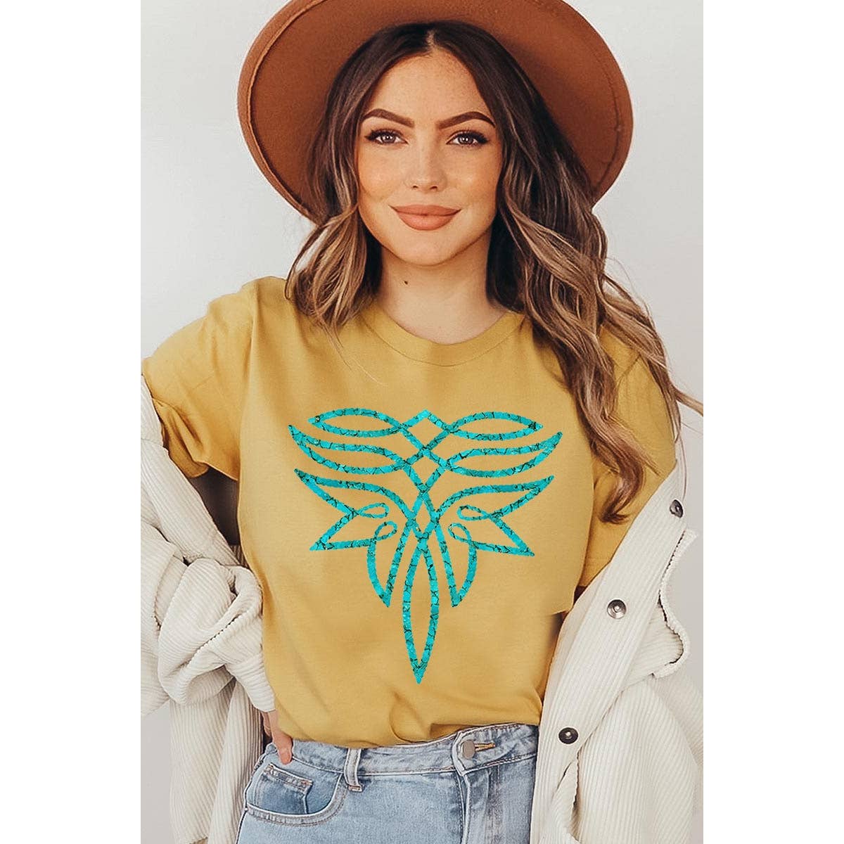 COLORBEAR - Vente T-shirt à imprimés – femme - T-shirts graphiques turquoises au point de botte - Mélange chiné noir11