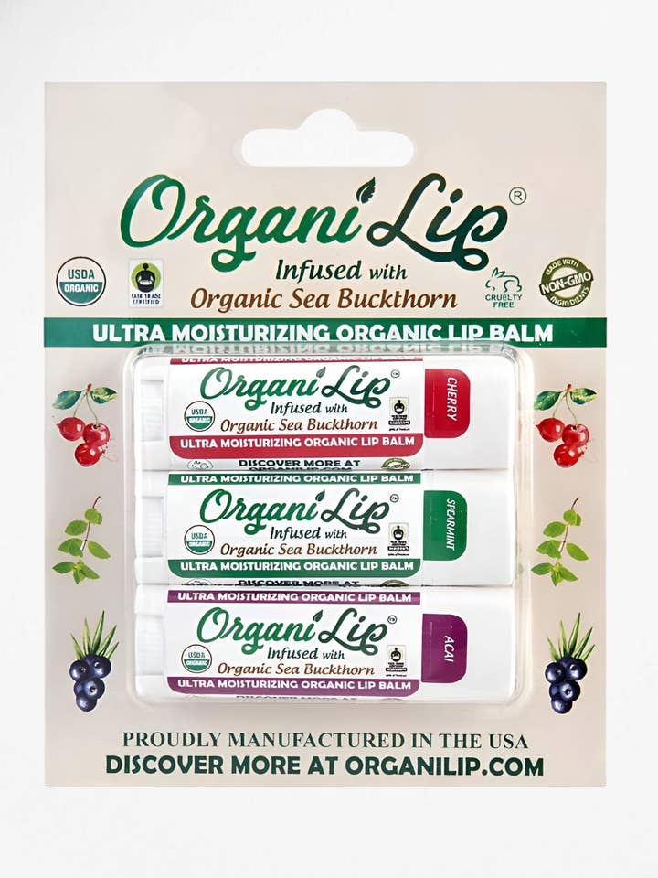 OrganiLip - 3 Pack Variety Organic Lip Balm for wholesale by OrganiLip