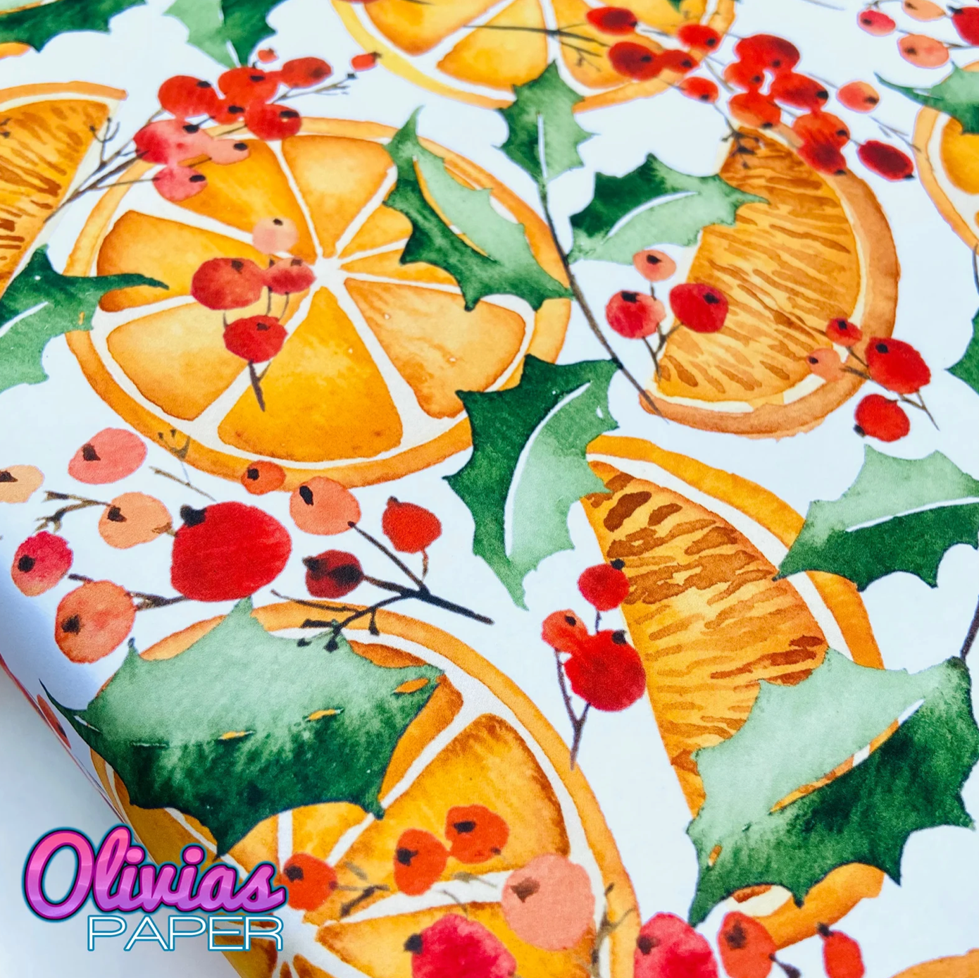 Olivias Paper – wholesale Flat wrap – Sicilian Orange Christmas Gift Wrap Wrapping Paper1