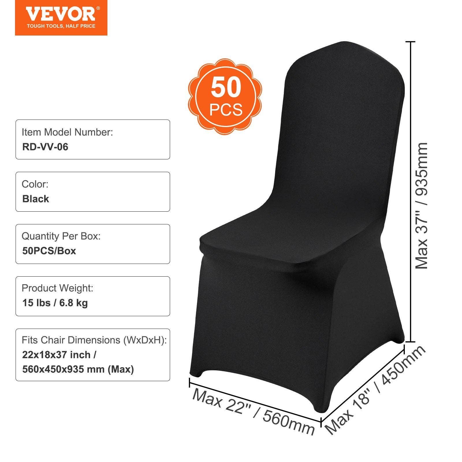 Black Stretch Spandex Folding Chair Covers, Universal Fitted Chair Cover, Removable Washable Protective Slipcovers, for Wedding, Holiday, Banquet, Party, Celebration, Dining (50PCS Black) for wholesale on Faire6