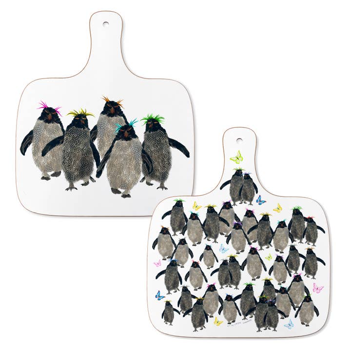 Medium Rockhopper Penguin Chopping Board for wholesale by Chloe Gardner