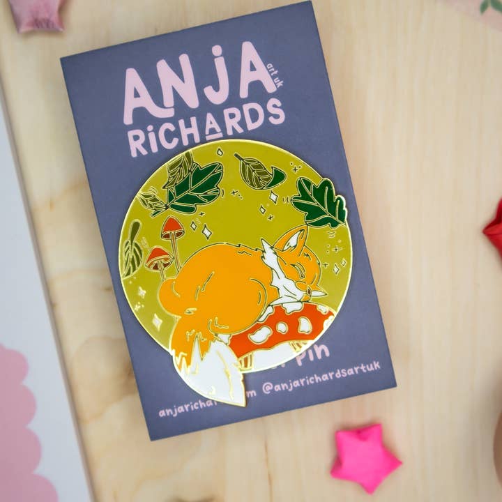 Sleepy Fox Pin - Collectors Edition for wholesale by Anja Richards Art