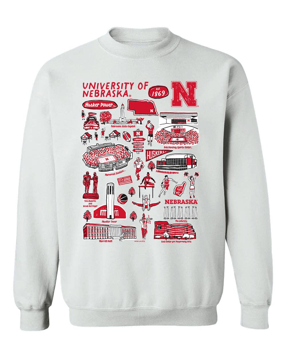 Vive La Fete - Wholesale Graphic Sweatshirt - Women's - University of Nebraska Huskers Vive La Fete Impressions Red Cotton Crewneck Sweatshirt for Women2