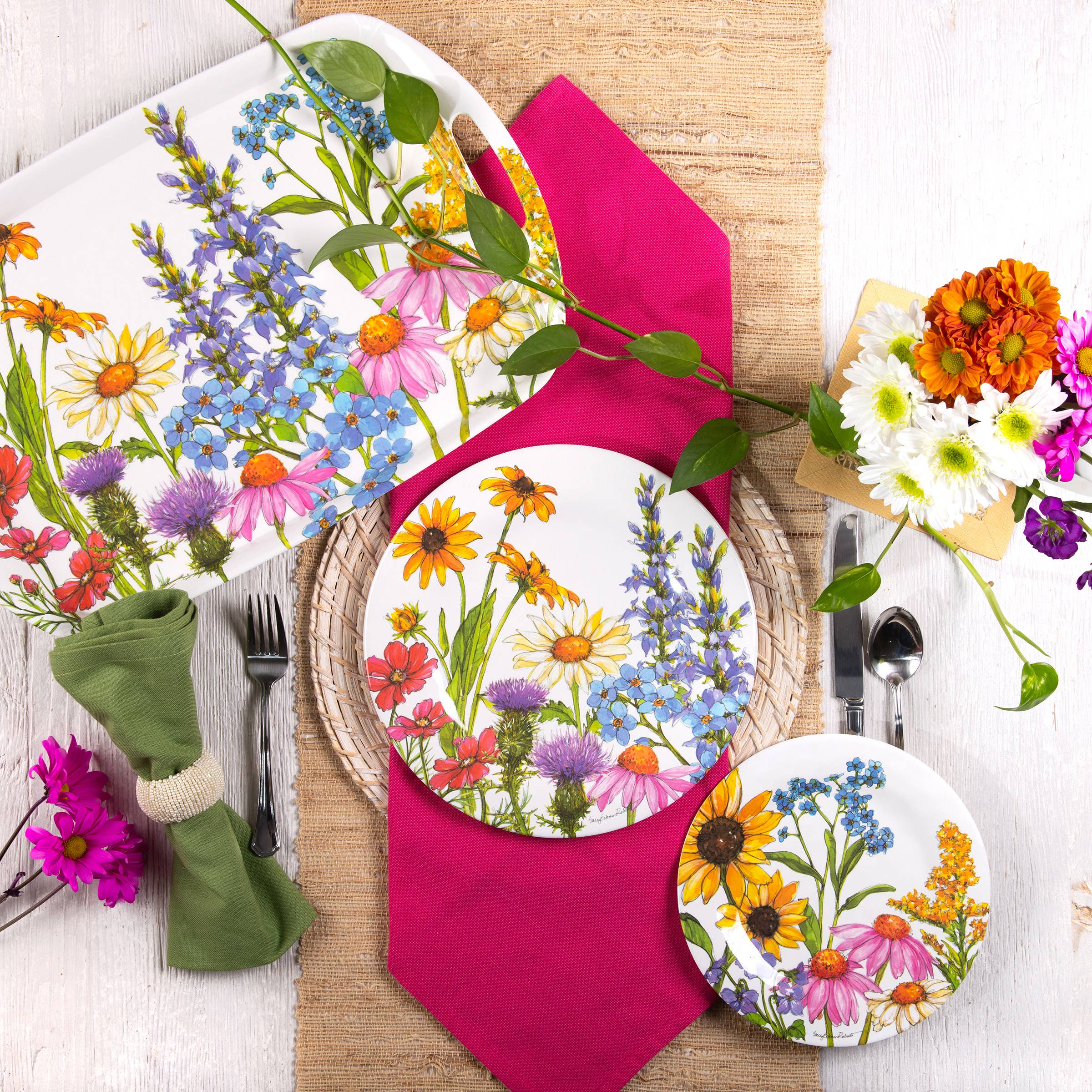 Bamboo Table - Wholesale Dinner Plate - Wildflower Floral Garden Bamboo Dinner Plate8