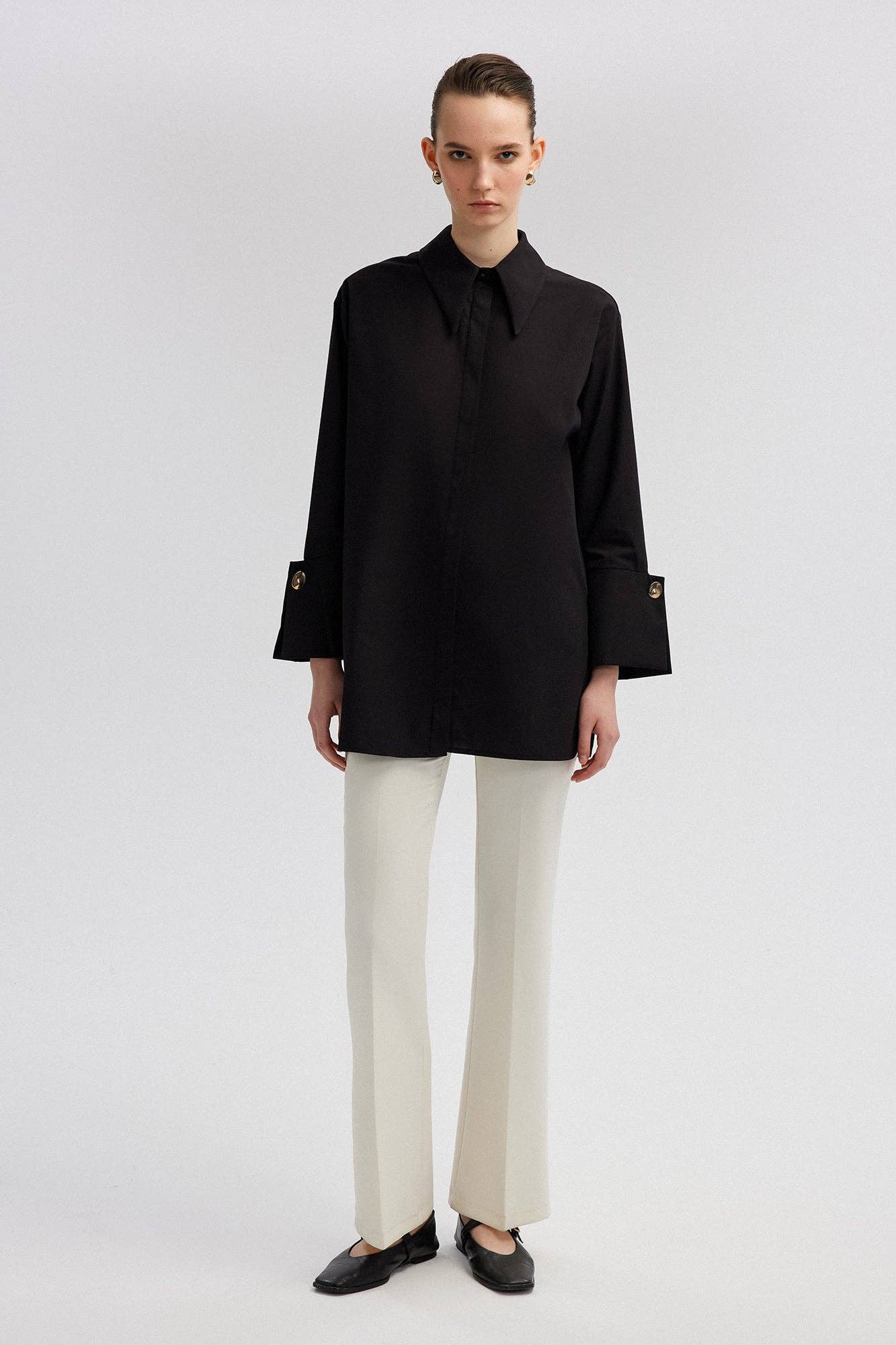 Siyah POPLIN SHIRT WITH WIDE CUFF for wholesale on Faire10