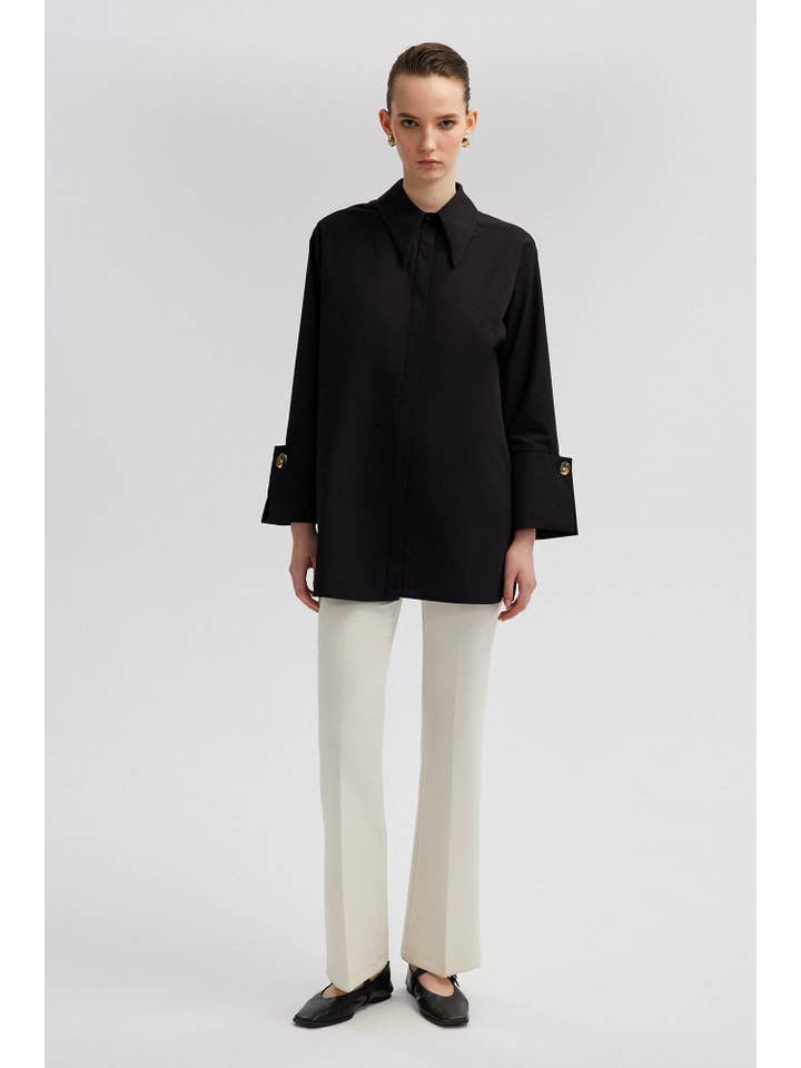 Siyah POPLIN SHIRT WITH WIDE CUFF for wholesale on Faire10