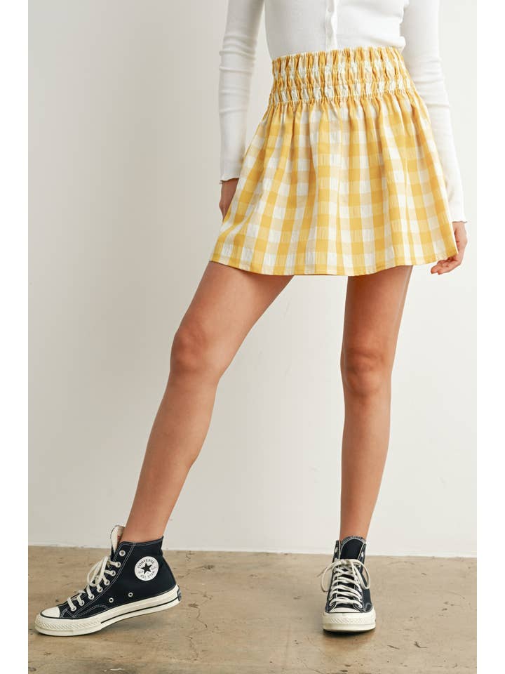 BUTTERMELON - Wholesale Skirt - Women's - Checked Patterned Plaid Skirt - BMS7604