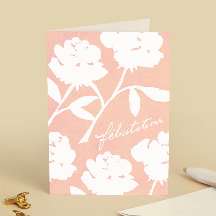 Greeting card Floral "Congratulations" Pastel Pink for wholesale by intemporalis