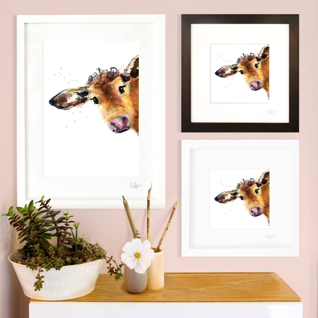 Kate Moby - Wholesale Art Print - Inky Cow Luxury Giclee Unframed Print2