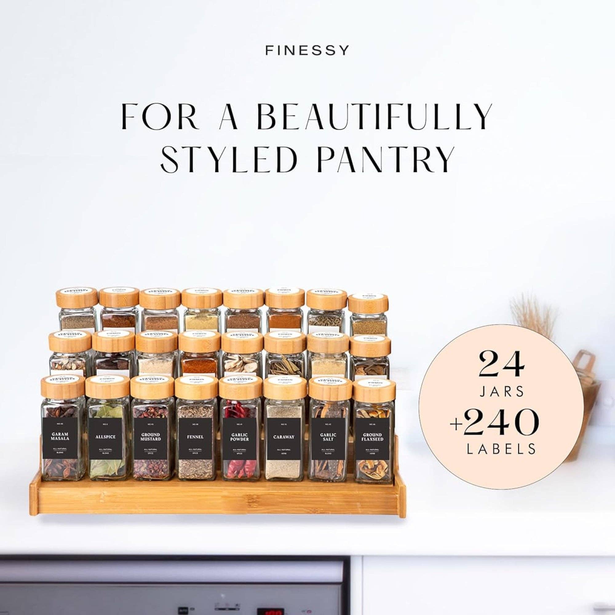 Finessy - Wholesale Jar - SPICE JARS WITH LABEL BAMBOO LID5